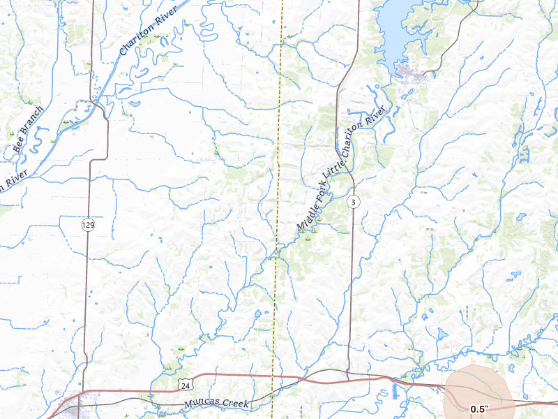 Radar-estimated hail-size map of the storm over Clifton Hill, MO