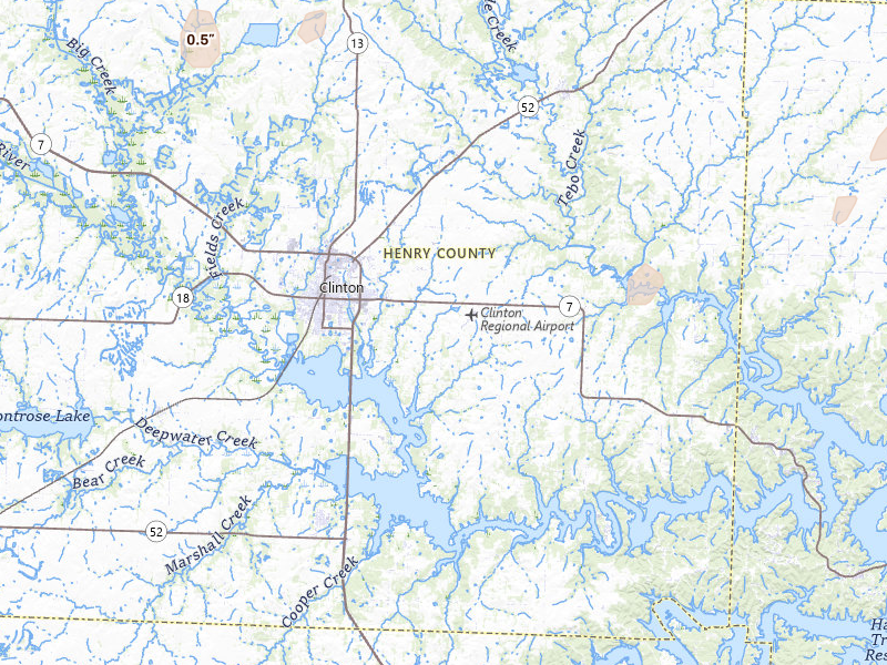 Radar-estimated hail-size map of the storm over Clinton, MO on May 30, 2026