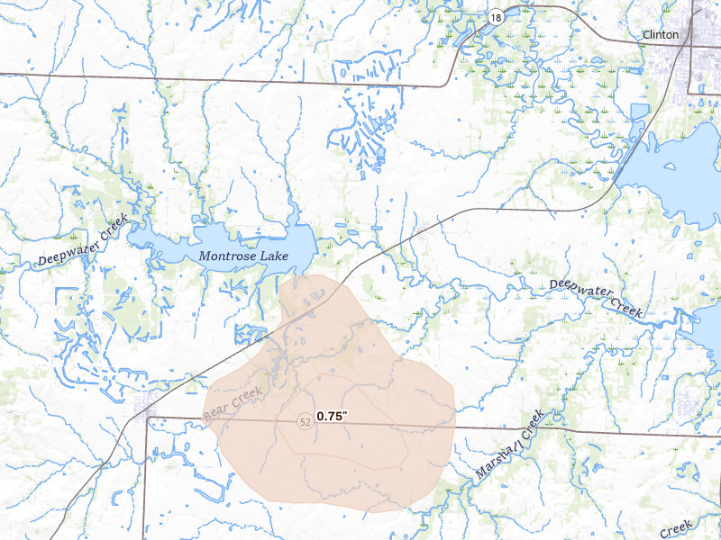 Radar-estimated hail-size map of the storm over Clinton, MO
