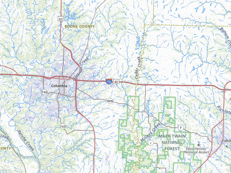 Radar-estimated hail-size map of the storm over Columbia, MO on Apr 26, 2026