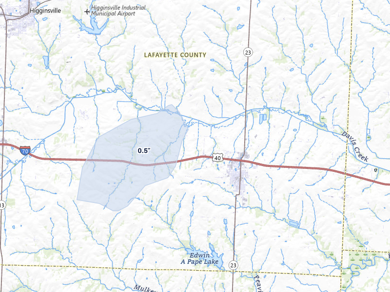 NEXRAD radar-signature map of the hail over Concordia, MO