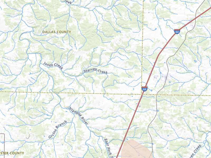 Radar-estimated hail-size map of the storm over Conway, MO on Mar 4, 2026