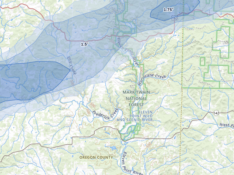 NEXRAD radar-signature map of the hail storm over Couch, MO on Apr 16, 2026