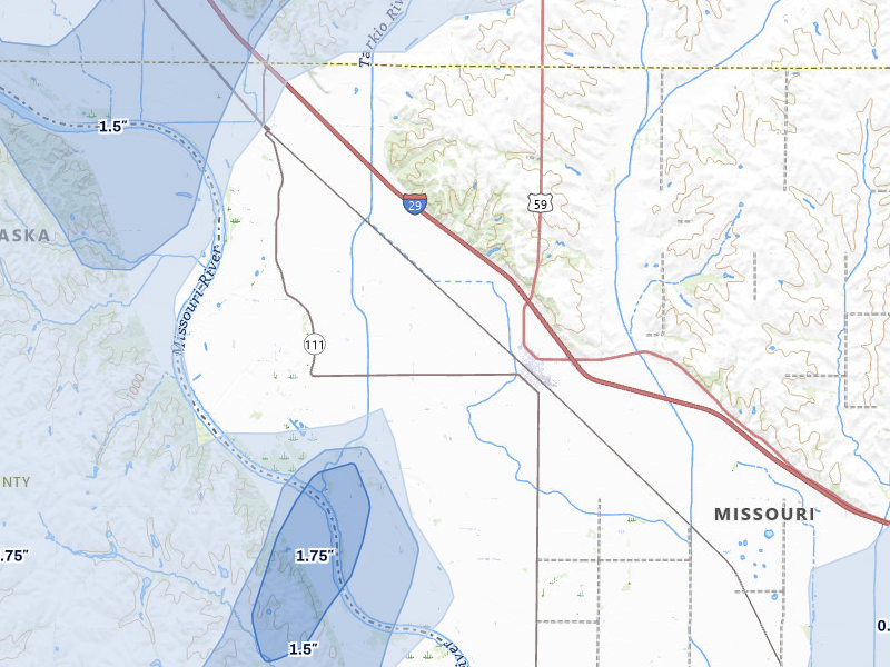 NEXRAD radar-signature map of the hail storm over Craig, MO on Mar 5, 2026