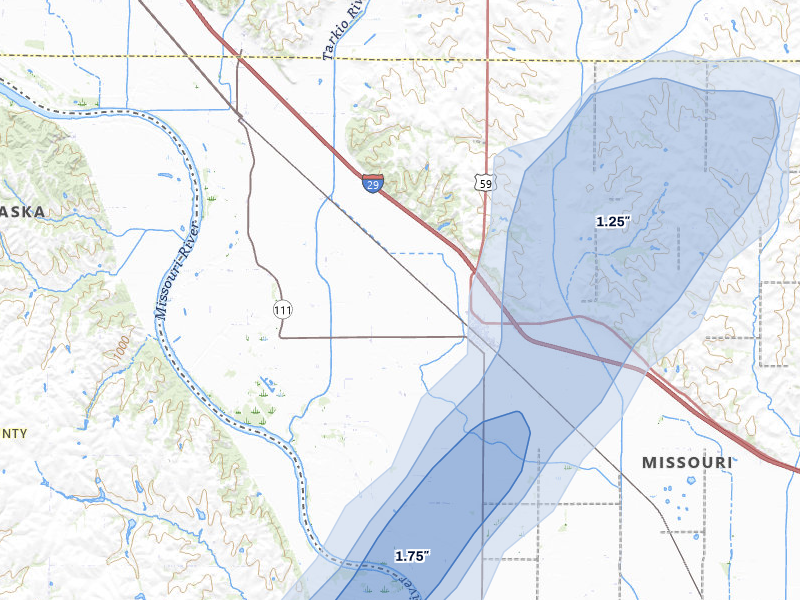 NEXRAD radar-signature map of the hail over Craig, MO