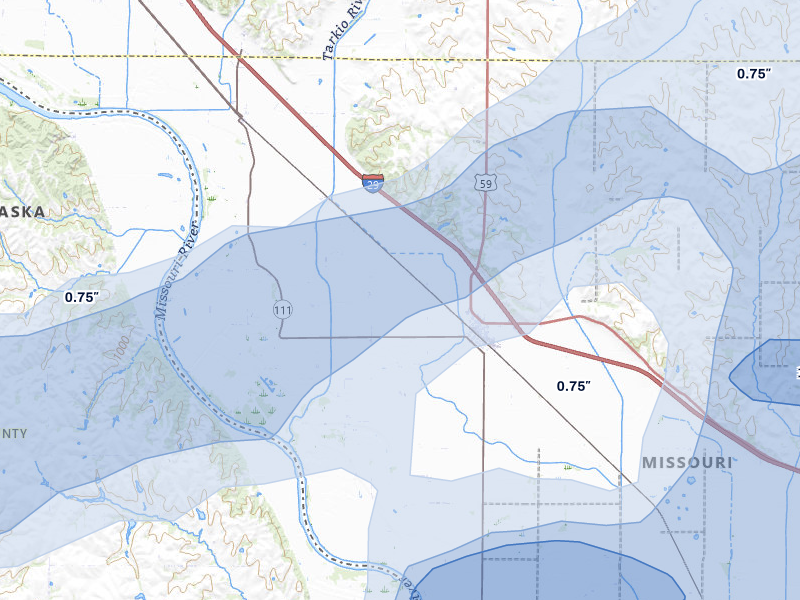 NEXRAD radar-signature map of the hail over Craig, MO