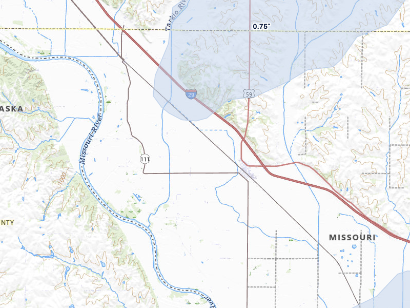 NEXRAD radar-signature map of the hail storm over Craig, MO on May 16, 2026