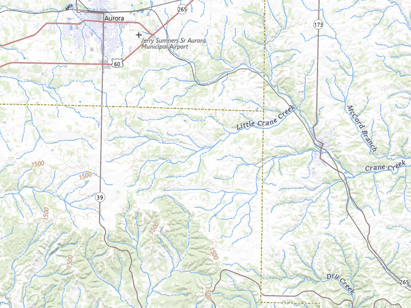 Radar-estimated hail-size map of the storm over Crane, MO on Mar 6, 2026