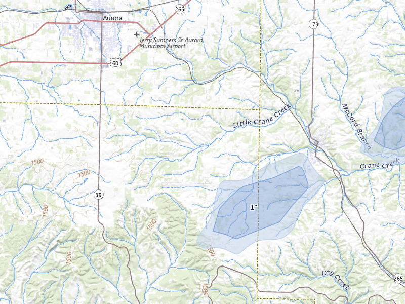 NEXRAD radar-signature map of the hail storm over Crane, MO on Mar 6, 2026