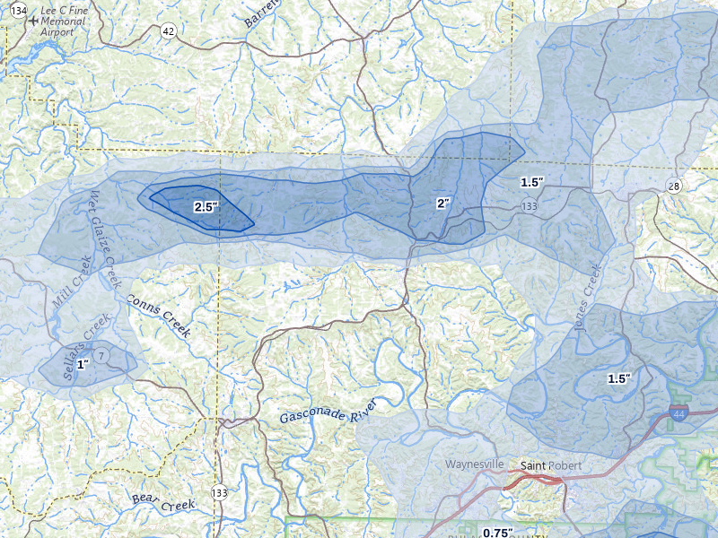 NEXRAD radar-signature map of the hail storm over Crocker, MO on May 31, 2026