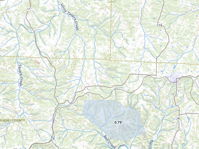 NEXRAD radar-signature map of the hail storm over Crocker, MO on Jul 31, 2026