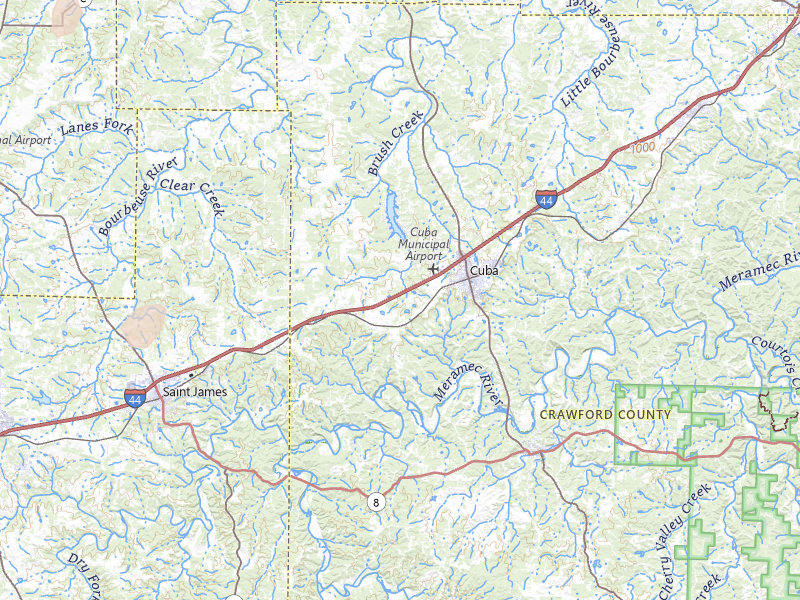 Radar-estimated hail-size map of the storm over Cuba, MO on Jul 5, 2026