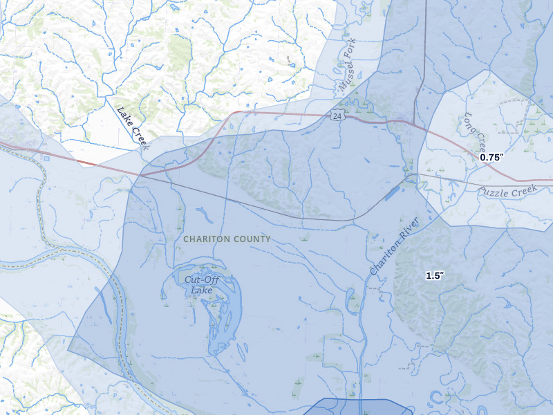 NEXRAD radar-signature map of the hail storm over Dalton, MO on May 31, 2026
