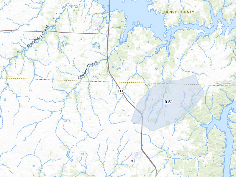 NEXRAD radar-signature map of the hail storm over Deepwater, MO on Apr 3, 2026