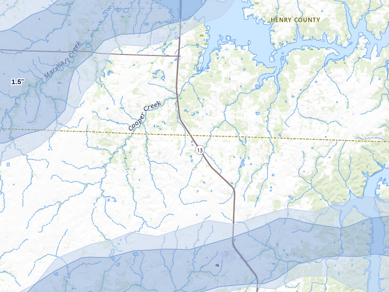 NEXRAD radar-signature map of the hail storm over Deepwater, MO on Apr 26, 2026