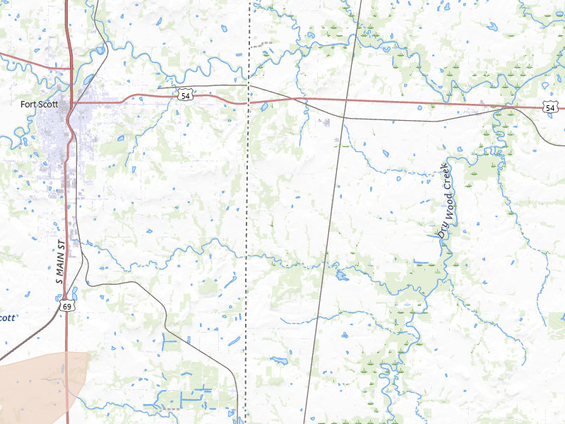 Radar-estimated hail-size map of the storm over Deerfield, MO on Apr 17, 2026