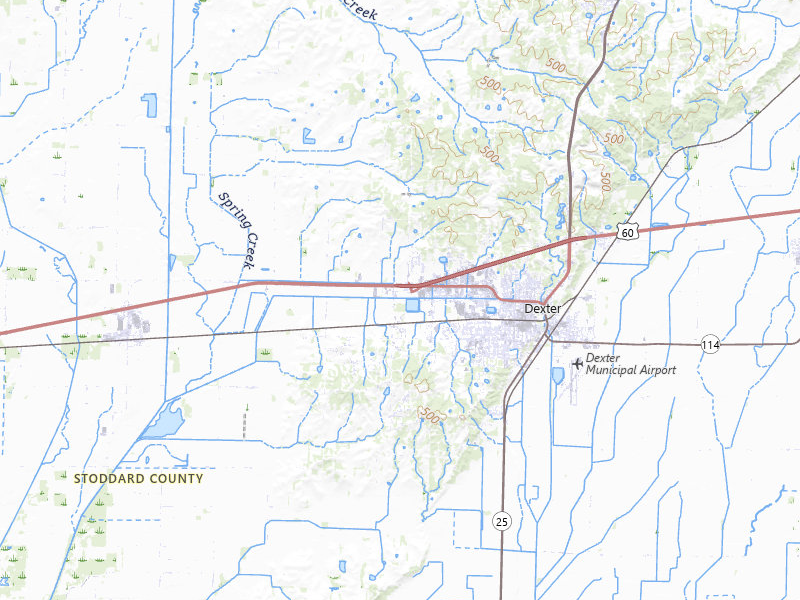 Radar-estimated hail-size map of the storm over Dexter, MO on Apr 27, 2026