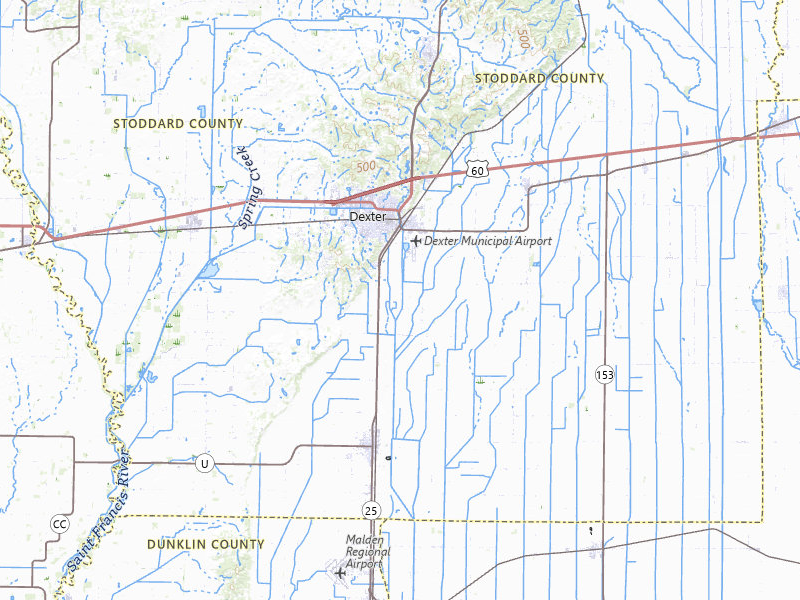 Radar-estimated hail-size map of the storm over Dexter, MO on Jul 21, 2026