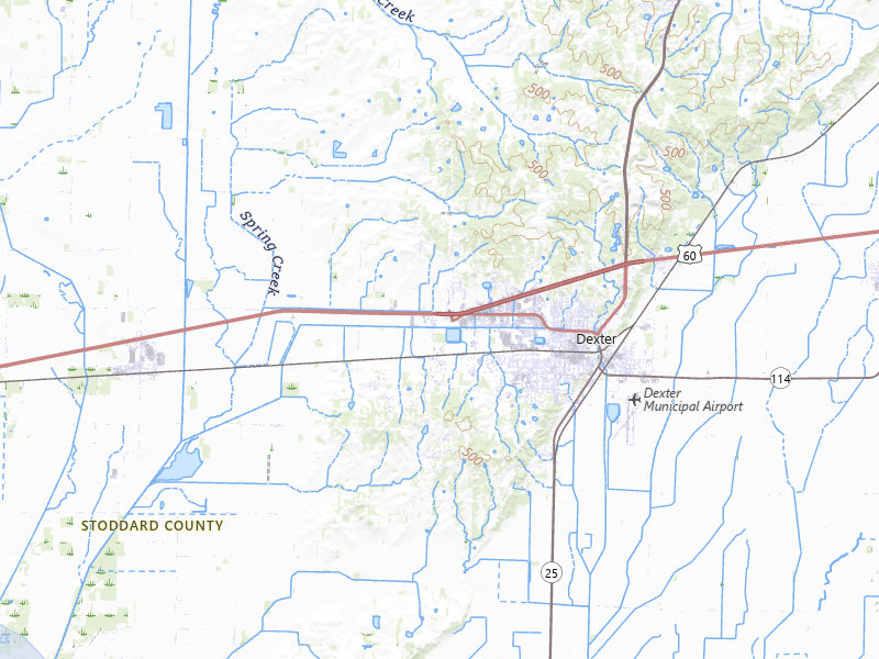 NEXRAD radar-signature map of the hail over Dexter, MO