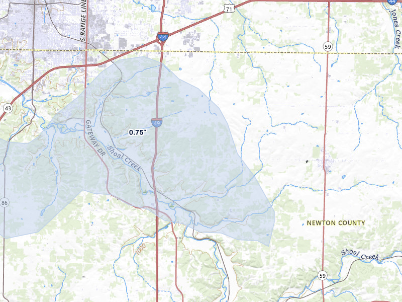 NEXRAD radar-signature map of the hail storm over Diamond, MO on Mar 4, 2026