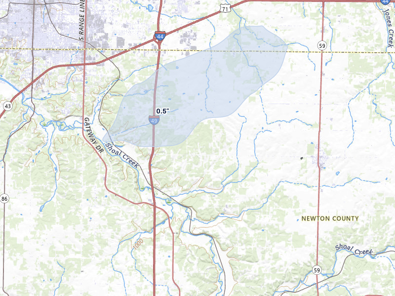 NEXRAD radar-signature map of the hail over Diamond, MO