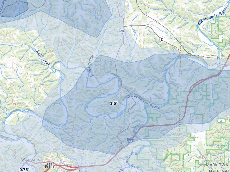 NEXRAD radar-signature map of the hail storm over Dixon, MO on May 31, 2026