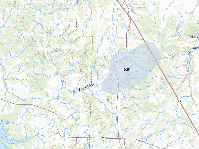 NEXRAD radar-signature map of the hail storm over Dunnegan, MO on May 31, 2026