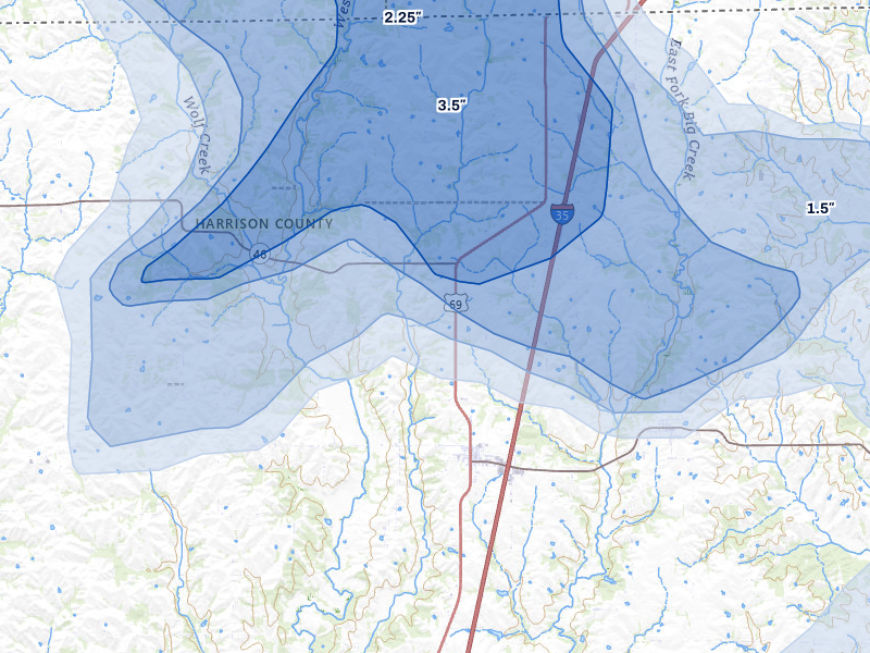 NEXRAD radar-signature map of the hail storm over Eagleville, MO on May 16, 2026
