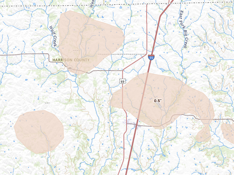 Radar-estimated hail-size map of the storm over Eagleville, MO