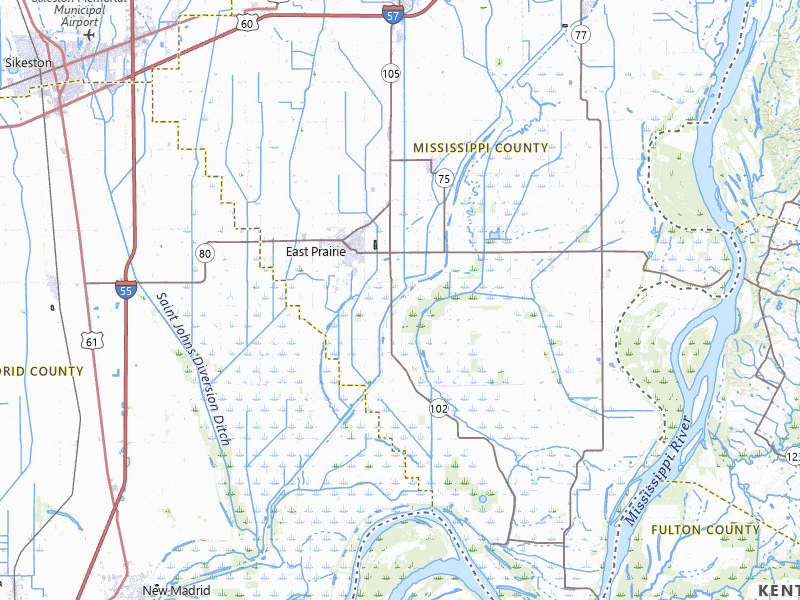 Radar-estimated hail-size map of the storm over East Prairie, MO on Mar 15, 2026