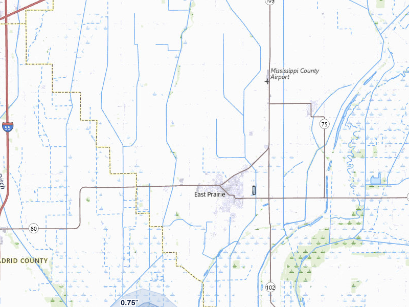 NEXRAD radar-signature map of the hail storm over East Prairie, MO on May 31, 2026