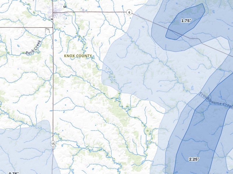 NEXRAD radar-signature map of the hail over Edina, MO