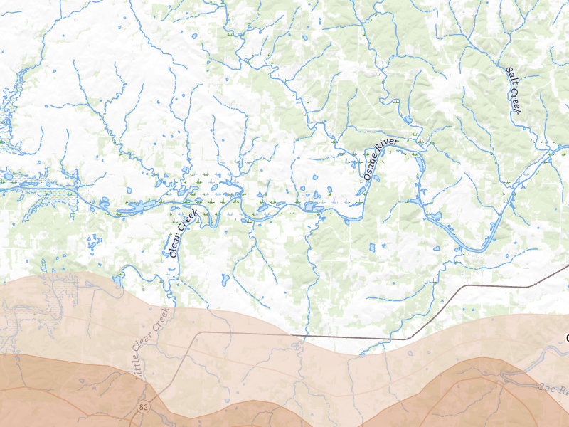 Radar-estimated hail-size map of the storm over El Dorado Springs, MO on Apr 26, 2026