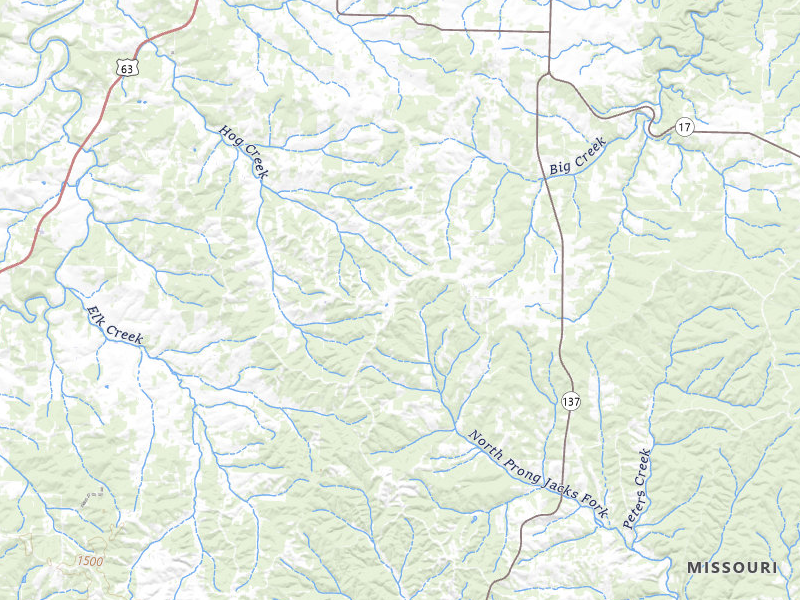 Radar-estimated hail-size map of the storm over Elk Creek, MO on Jul 31, 2026
