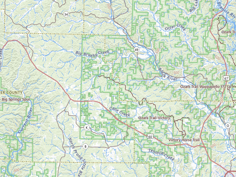 NEXRAD radar-signature map of the hail storm over Ellsinore, MO on Apr 28, 2026