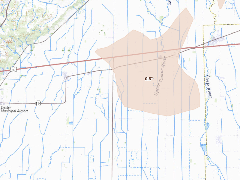 Radar-estimated hail-size map of the storm over Essex, MO