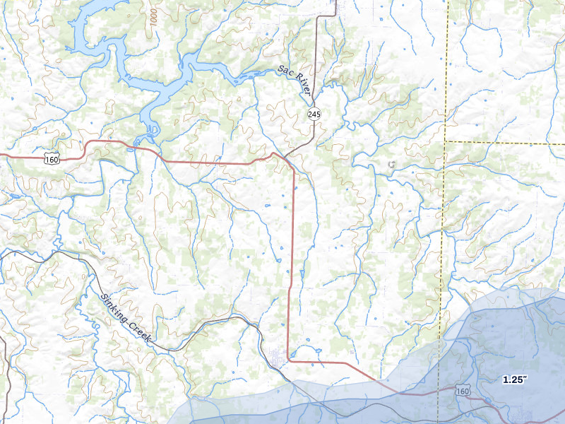 NEXRAD radar-signature map of the hail storm over Everton, MO on Apr 27, 2026