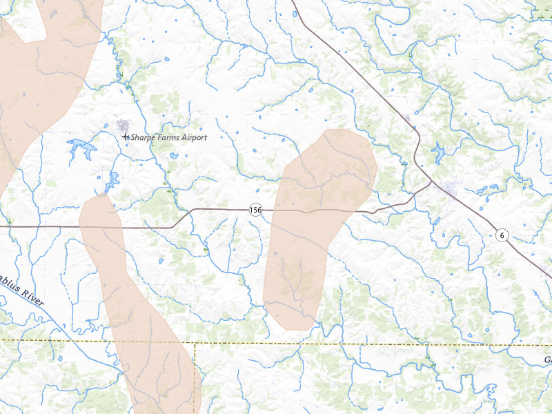 Radar-estimated hail-size map of the storm over Ewing, MO on Apr 27, 2026