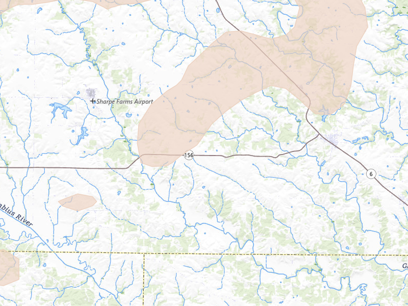 Radar-estimated hail-size map of the storm over Ewing, MO on Jun 10, 2026