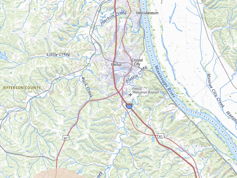 Radar-estimated hail-size map of the storm over Festus, MO on May 31, 2026