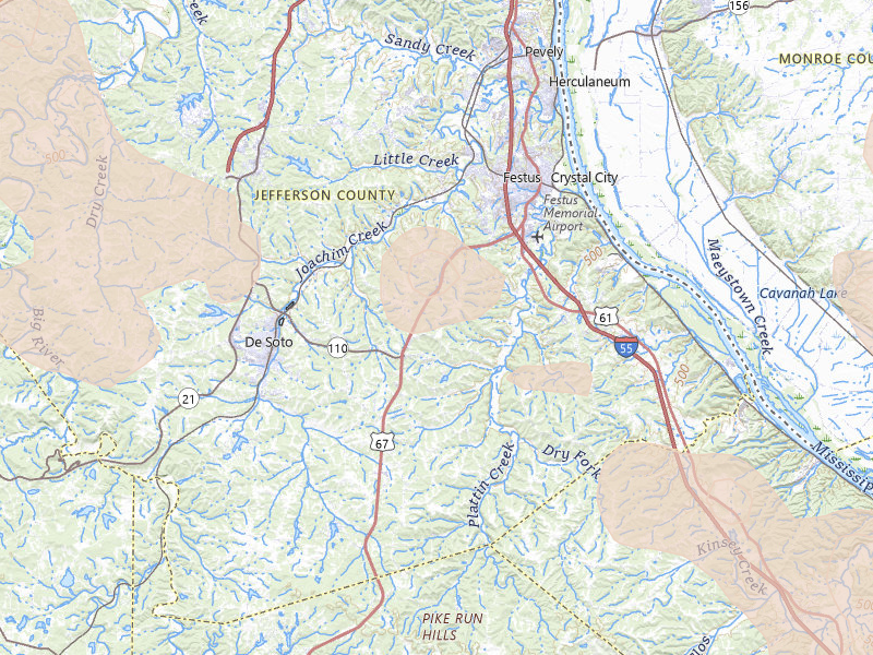 Radar-estimated hail-size map of the storm over Festus, MO on Aug 12, 2026