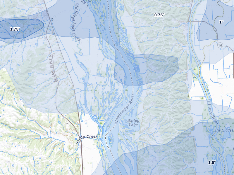 NEXRAD radar-signature map of the hail over Foley, MO