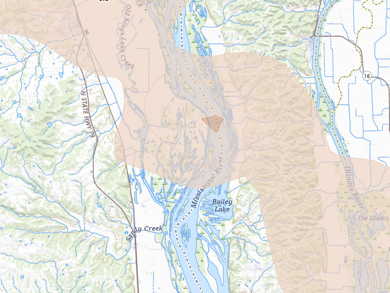Radar-estimated hail-size map of the storm over Foley, MO on May 31, 2026