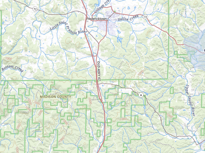 NEXRAD radar-signature map of the hail over Fredericktown, MO