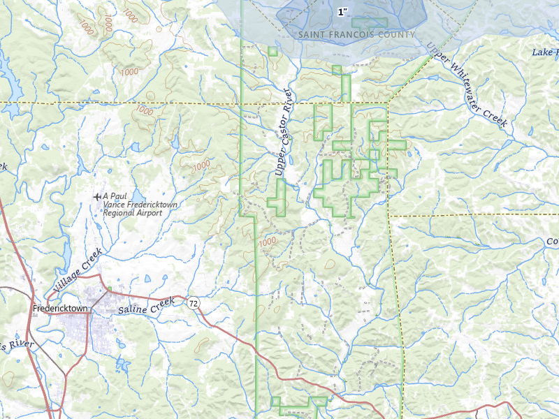 NEXRAD radar-signature map of the hail storm over Fredericktown, MO on Apr 27, 2026