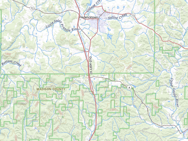 NEXRAD radar-signature map of the hail over Fredericktown, MO