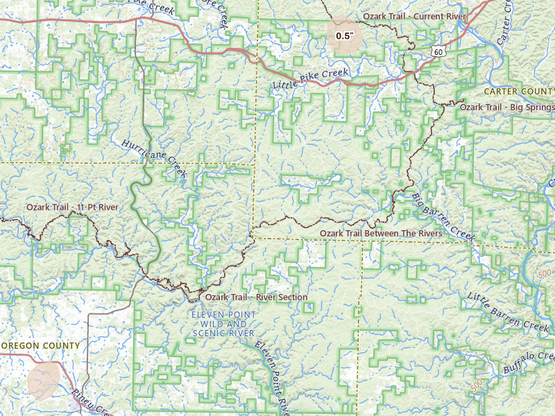 Radar-estimated hail-size map of the storm over Fremont, MO on Jul 6, 2026