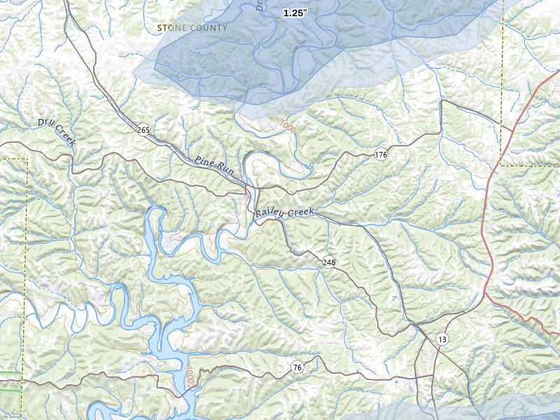 NEXRAD radar-signature map of the hail over Galena, MO
