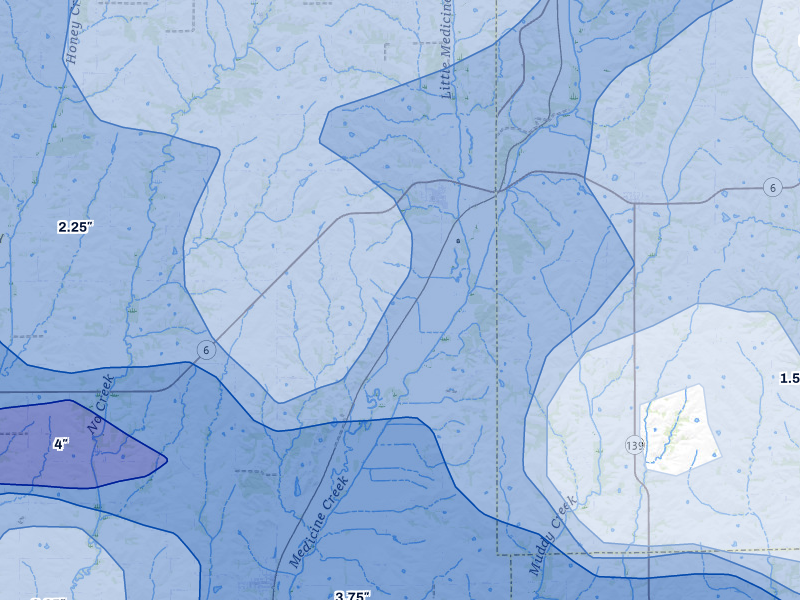NEXRAD radar-signature map of the hail storm over Galt, MO on May 16, 2026