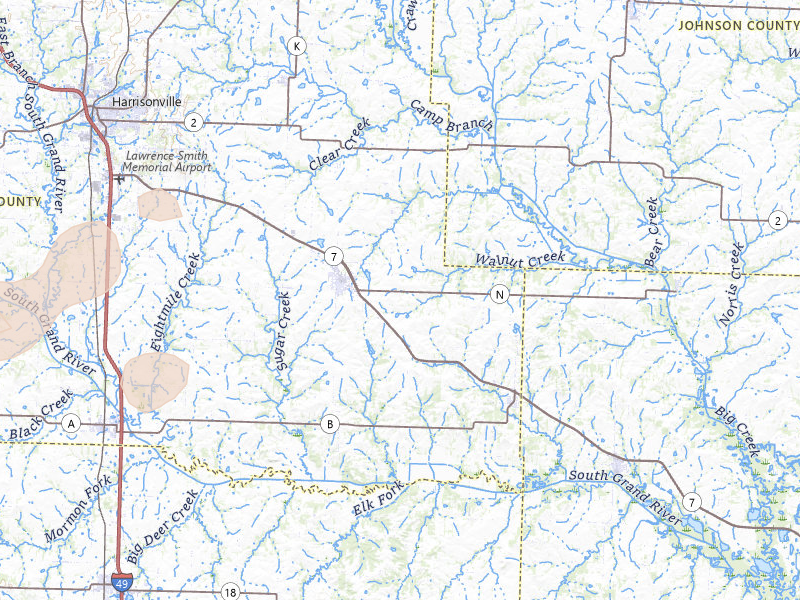Radar-estimated hail-size map of the storm over Garden City, MO on Jun 8, 2026